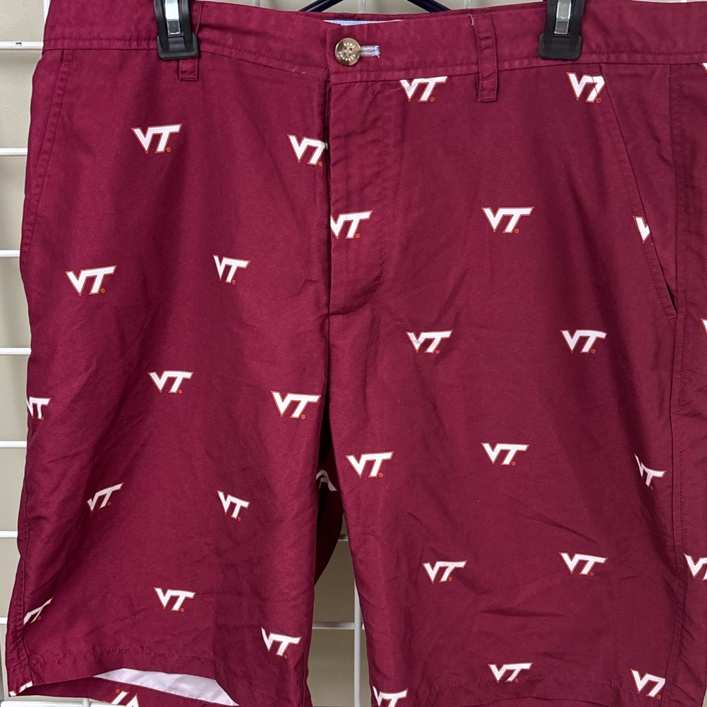 Burgundy and white Virginia Tech Hokies casual shorts waist of 36/inseam of 10